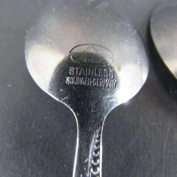 AIRMACK AMK8 Beaded Stainless Flatware Solingen-Germany Set of 4 Teaspoons - Picture 7 of 7